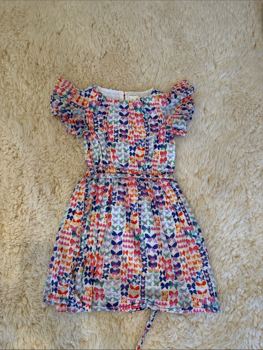 J. Crew Crewcut GirlsMulticolor Butterfly-Pattern Flutter-Sleeve Dress